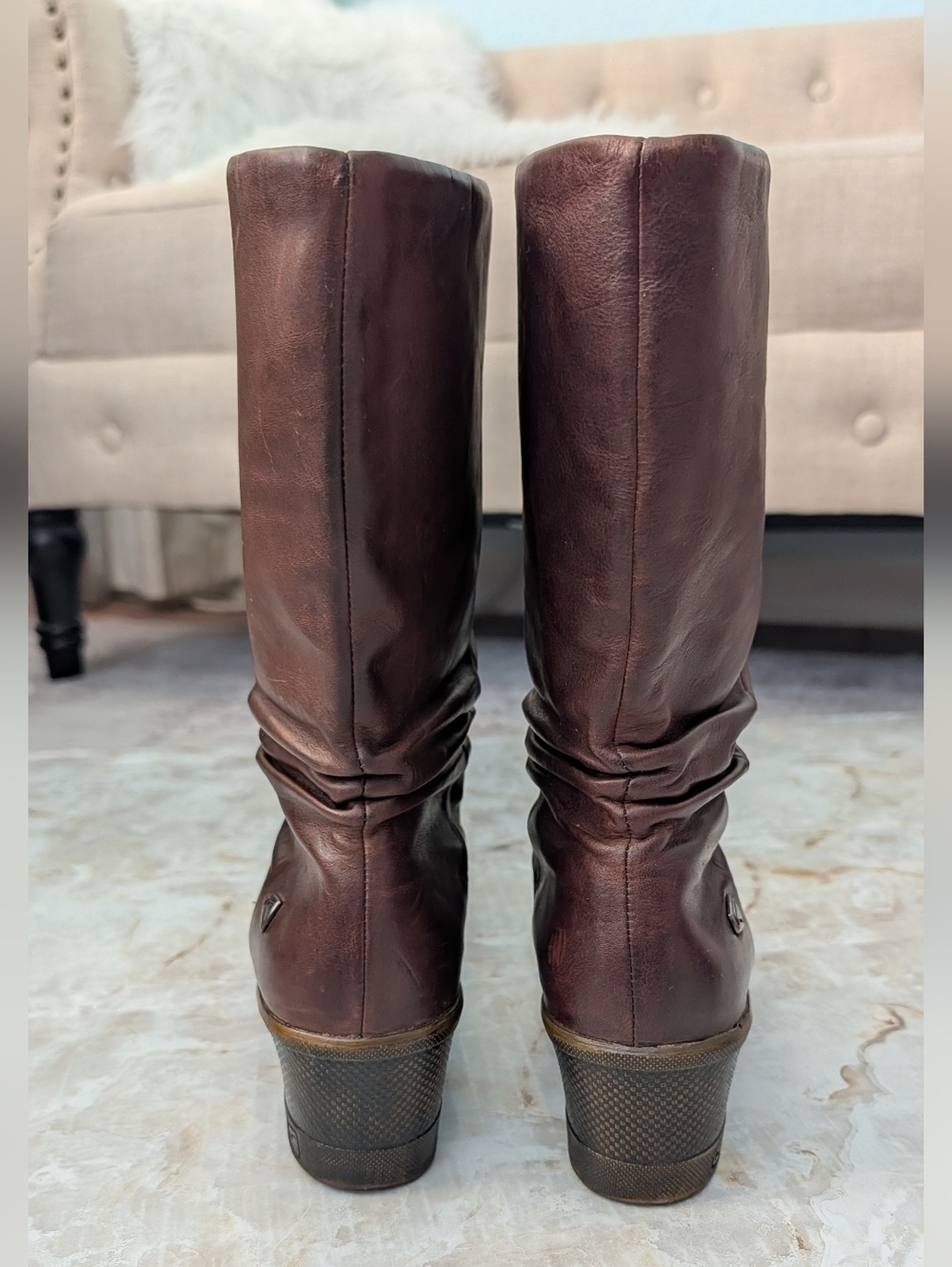 Keen Kate Slouch Women’s Brown Leather Mid Calf Wedge Boots Size US 9 - Picture 5 of 15